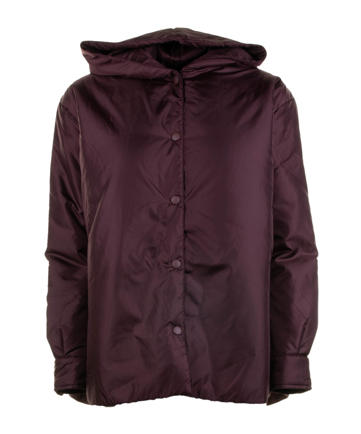 Aspesi Long-sleeved Button-up Hooded Jacket In Burgundy