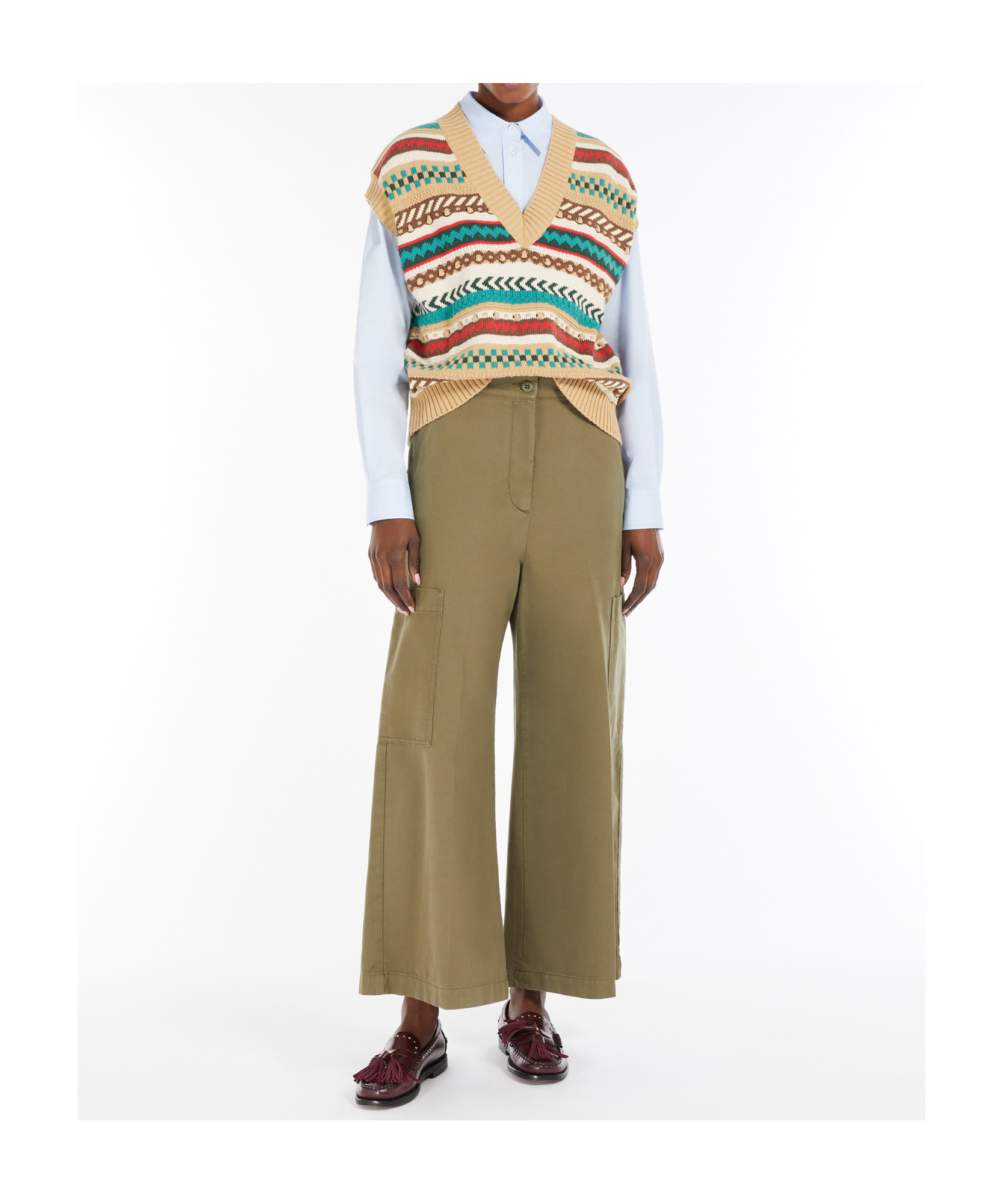 Weekend Max Mara Omens Biscuit Vicino Stripe Cotton-blend Knitted Vest In Nude