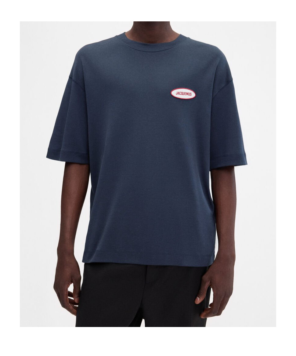 Jacquemus Le-t-shirt Stazione Logo Patch T-shirt In Blue