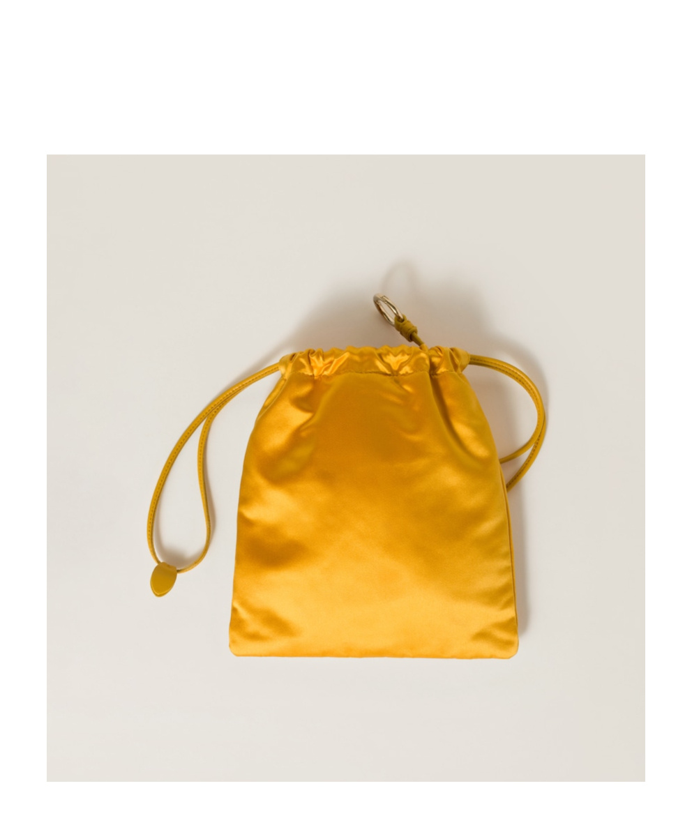 Miu Miu Duchesse Satin Pouch In Yellow