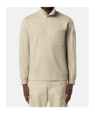 Stone Island Half-snap Sweatshirt With Pocket And Ribbed Iays In Nude