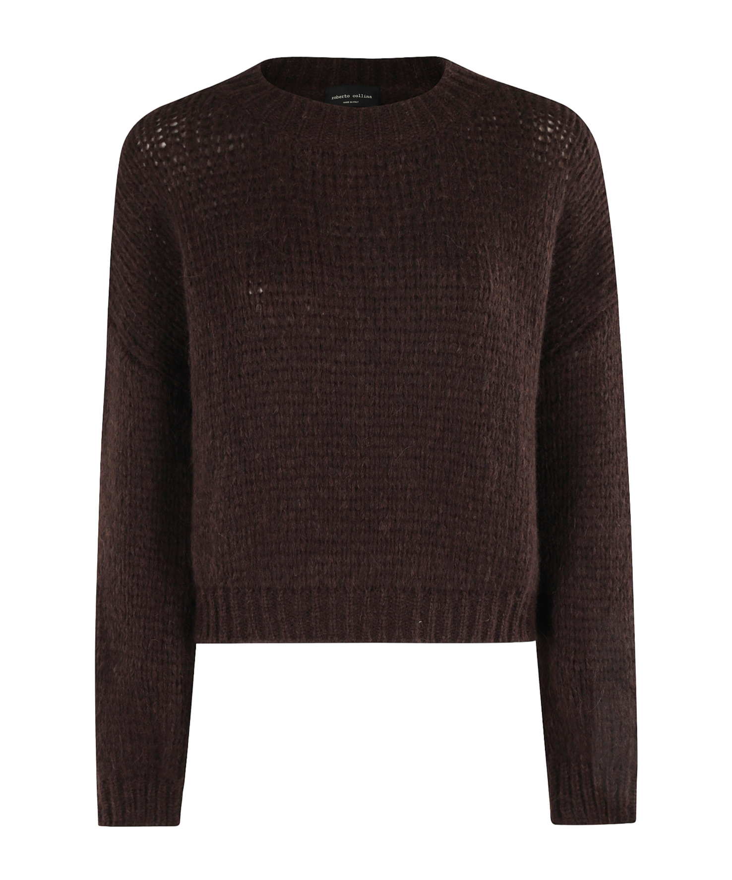 Roberto Collina Textured Relaxed-fit Long-sleeved Crew Neck Sweater In Brown