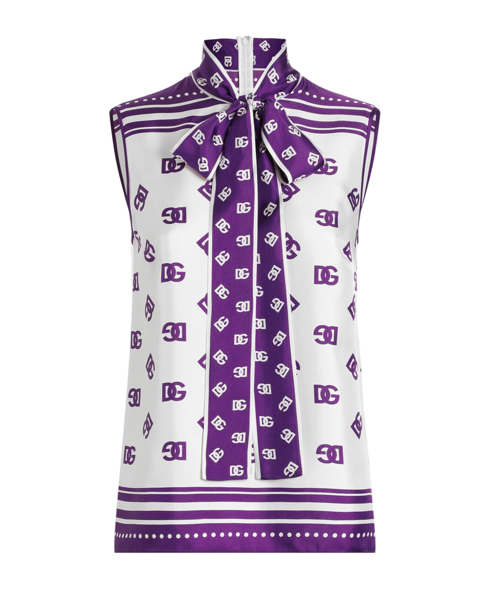 Dolce & Gabbana Allover Printed Sleeveless High Neck Top In Purple