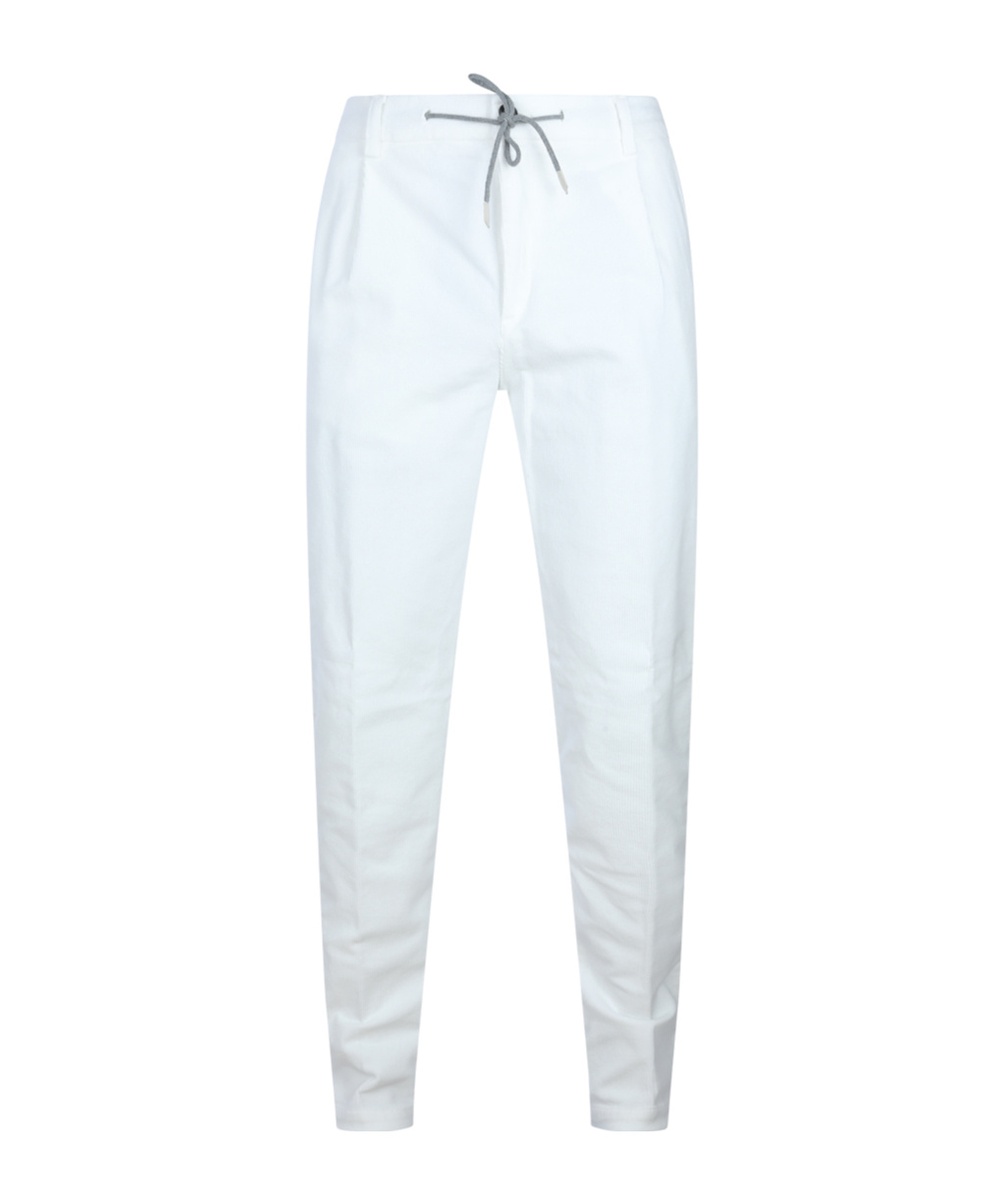 Eleventy Pleated Drawstring Trousers In White