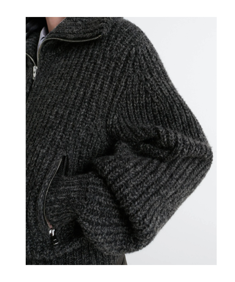 Lemaire Long-sleeved Knitted Cardigan In Black