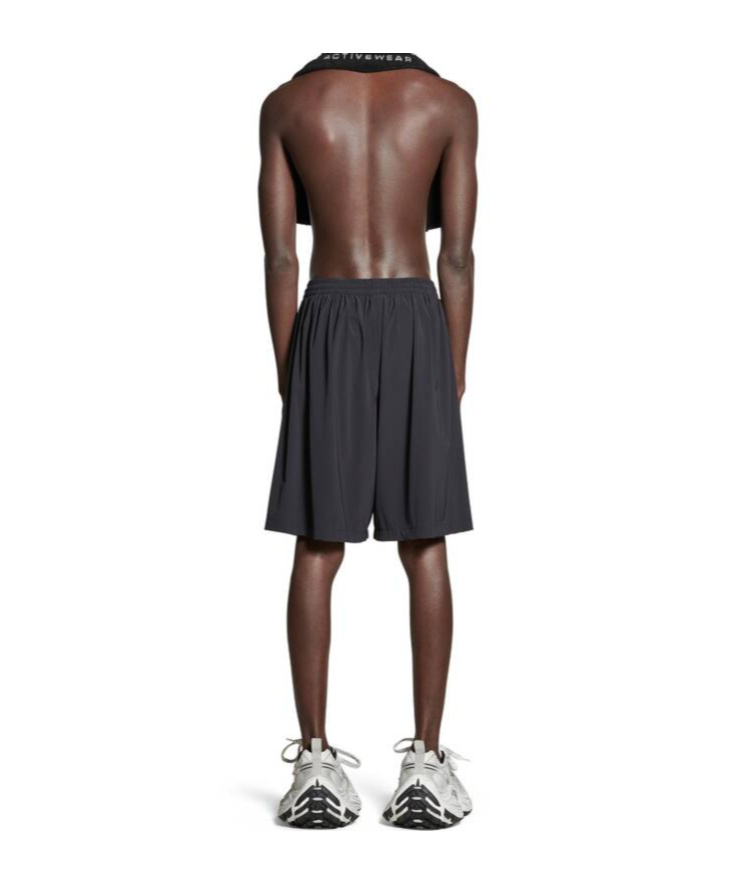 Balenciaga Activewear Stretch Bermuda Shorts In Black