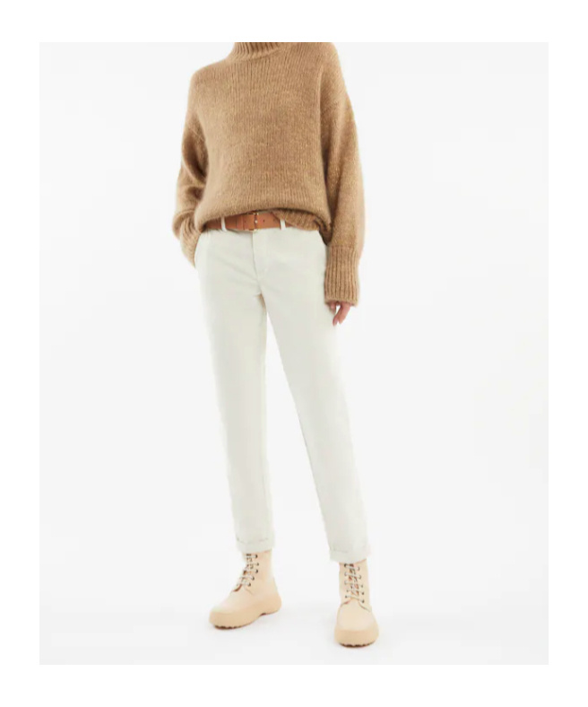 Fay Corduroy Tapered Trousers In White