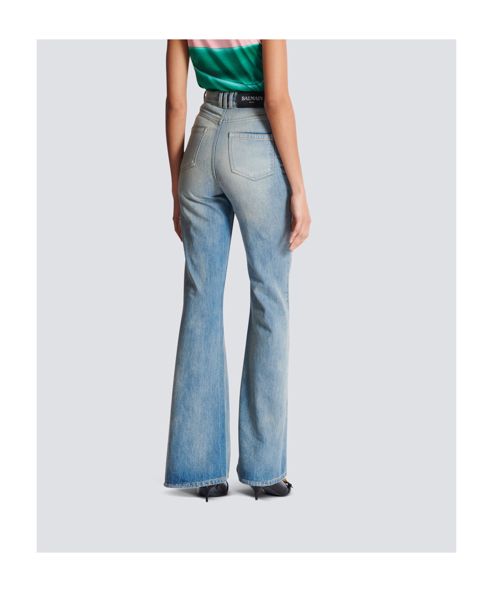 Balmain Flared Denim Jeans In Blue