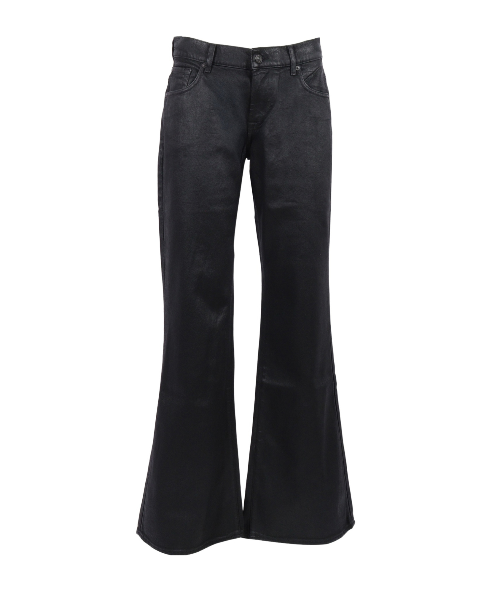 7 For All Mankind Flared Denim Trousers In Black