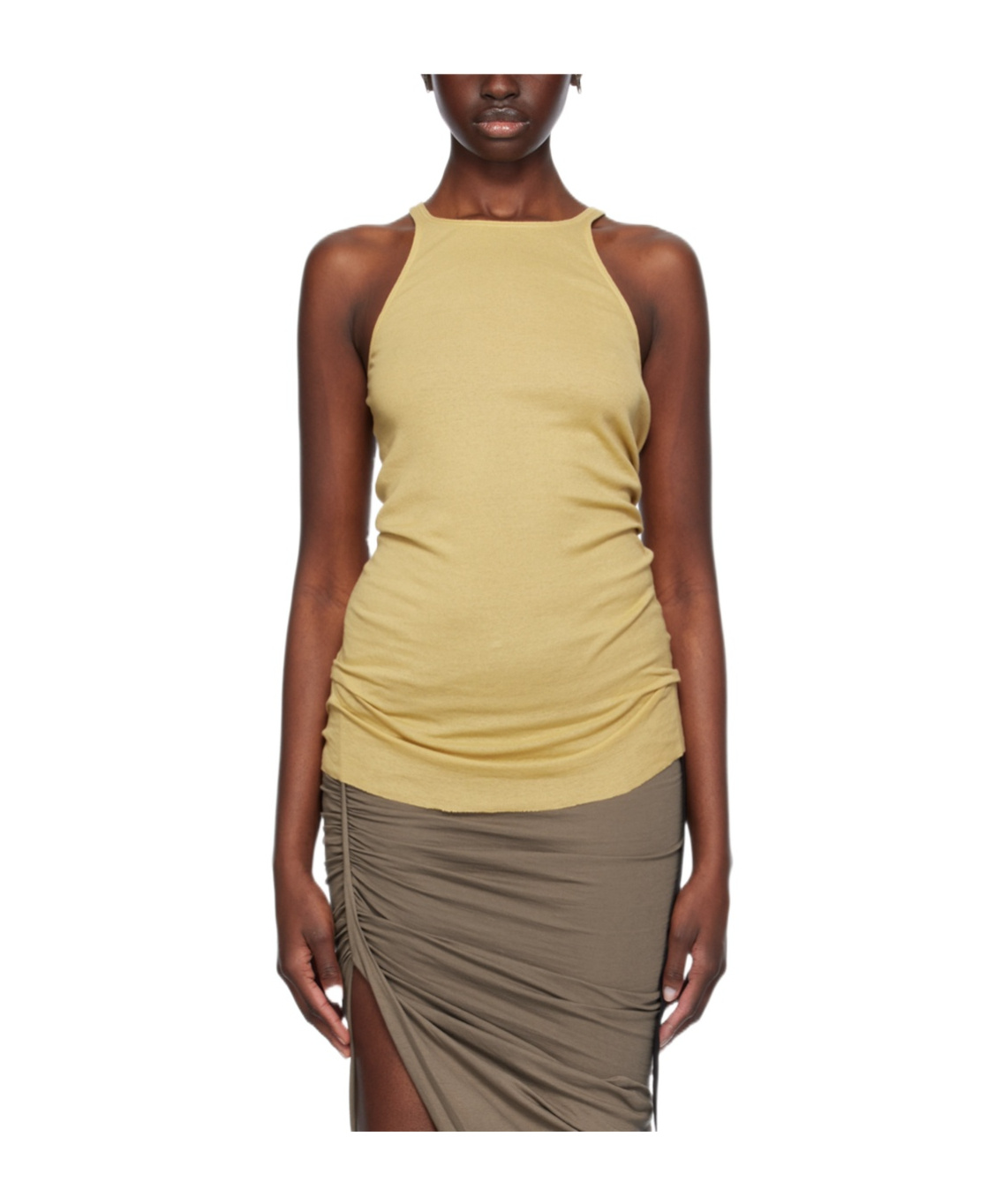 Rick Owens Drkshdw Yellow Racer Back Tank Top In Brown