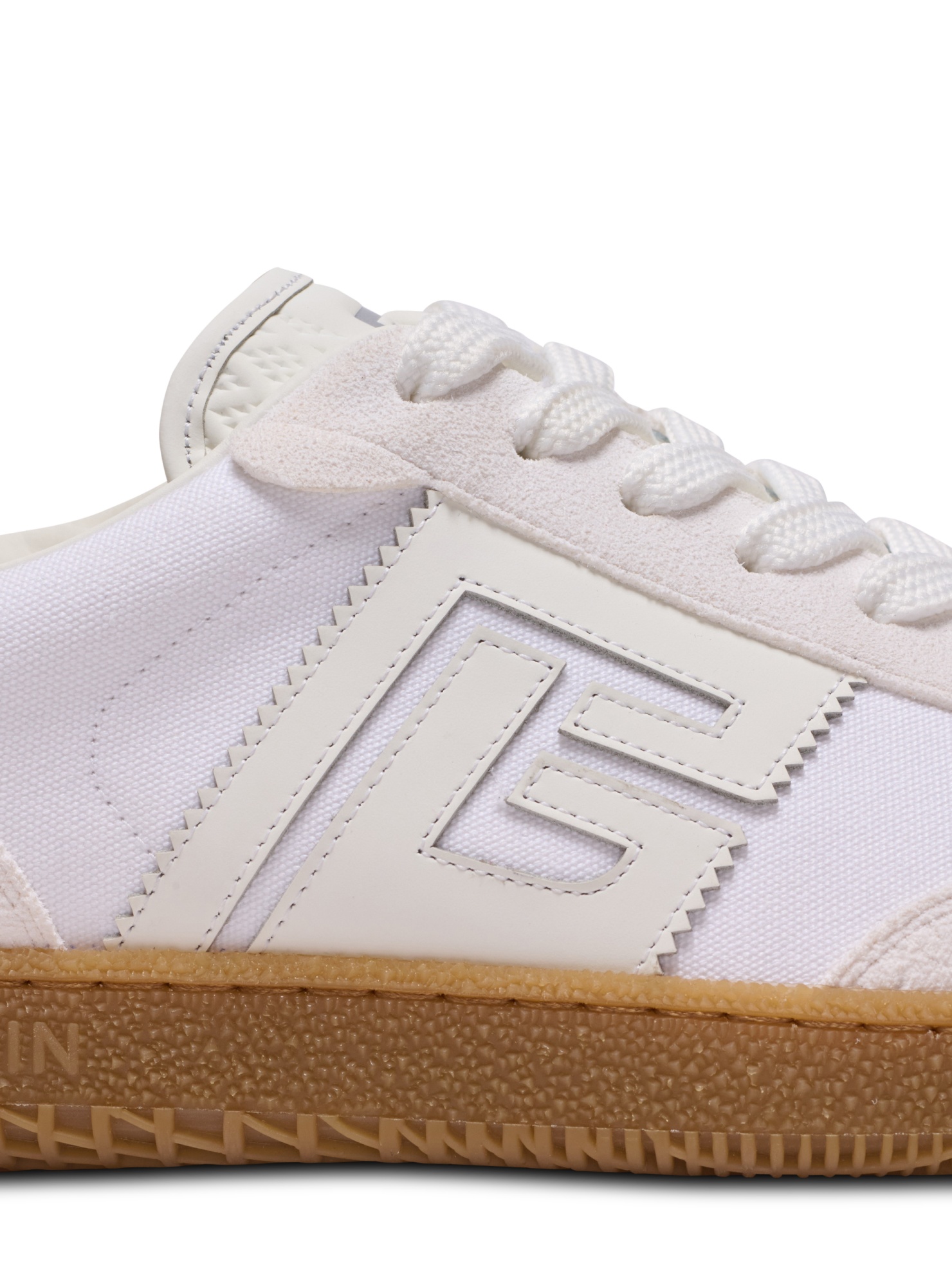 Balmain Leather And Canvas Swan Trainers In White