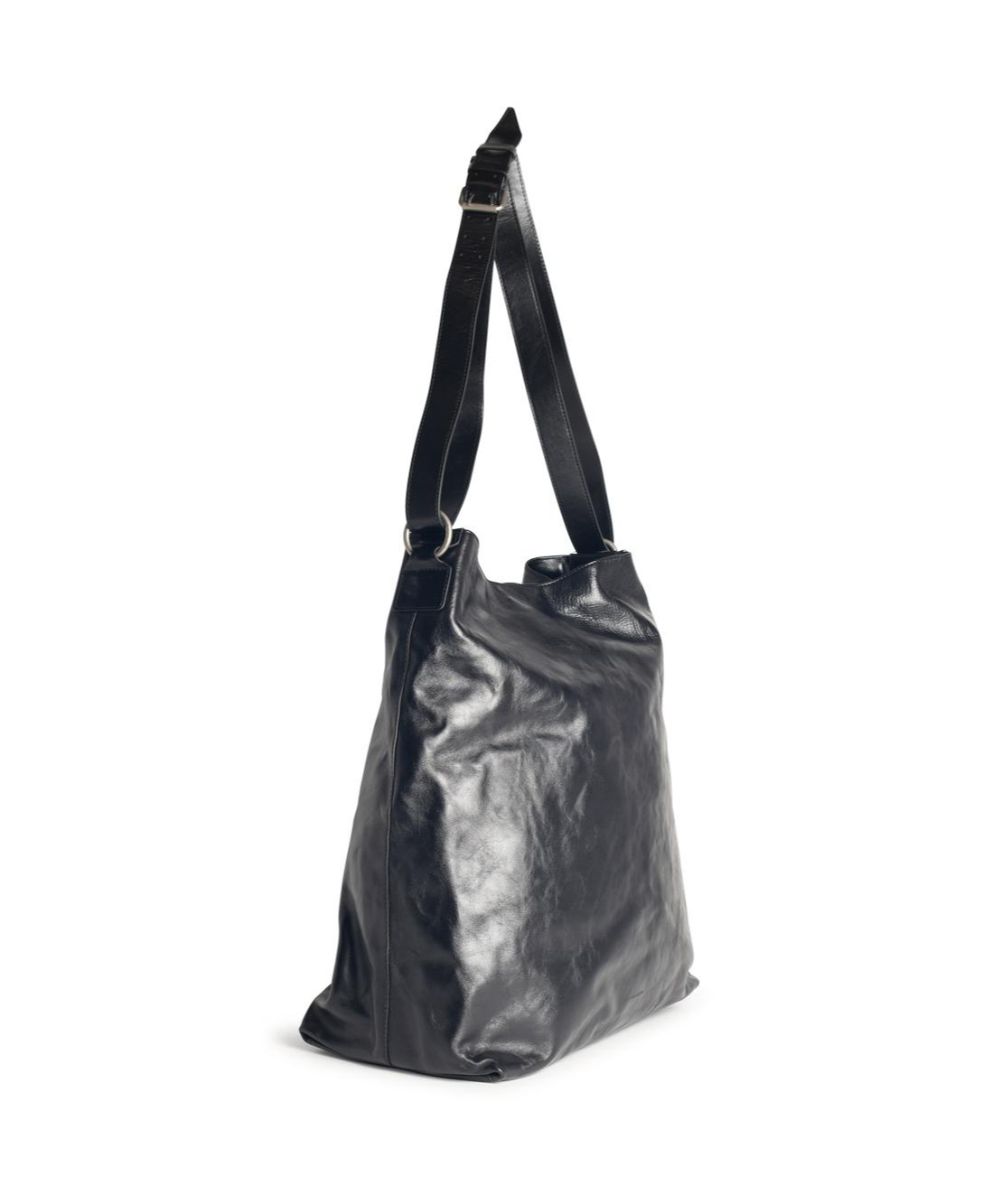 Dries Van Noten Soft Leather Shoulder Bag With Adjustable Strap In Black