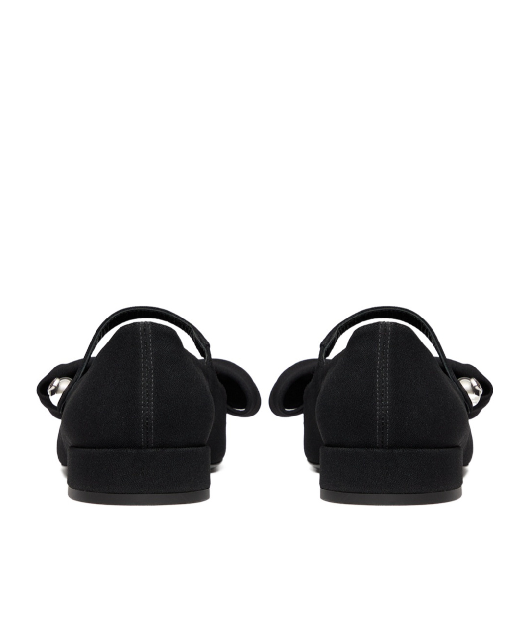 Valentino Satin Bow Mary Jane Ballerina Flats In Black