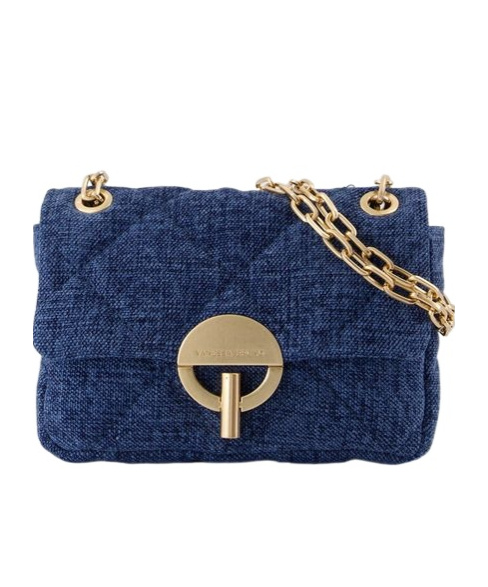 Vanessa Bruno Nano Moon Quilted Chain Shoulder Bag In Blue