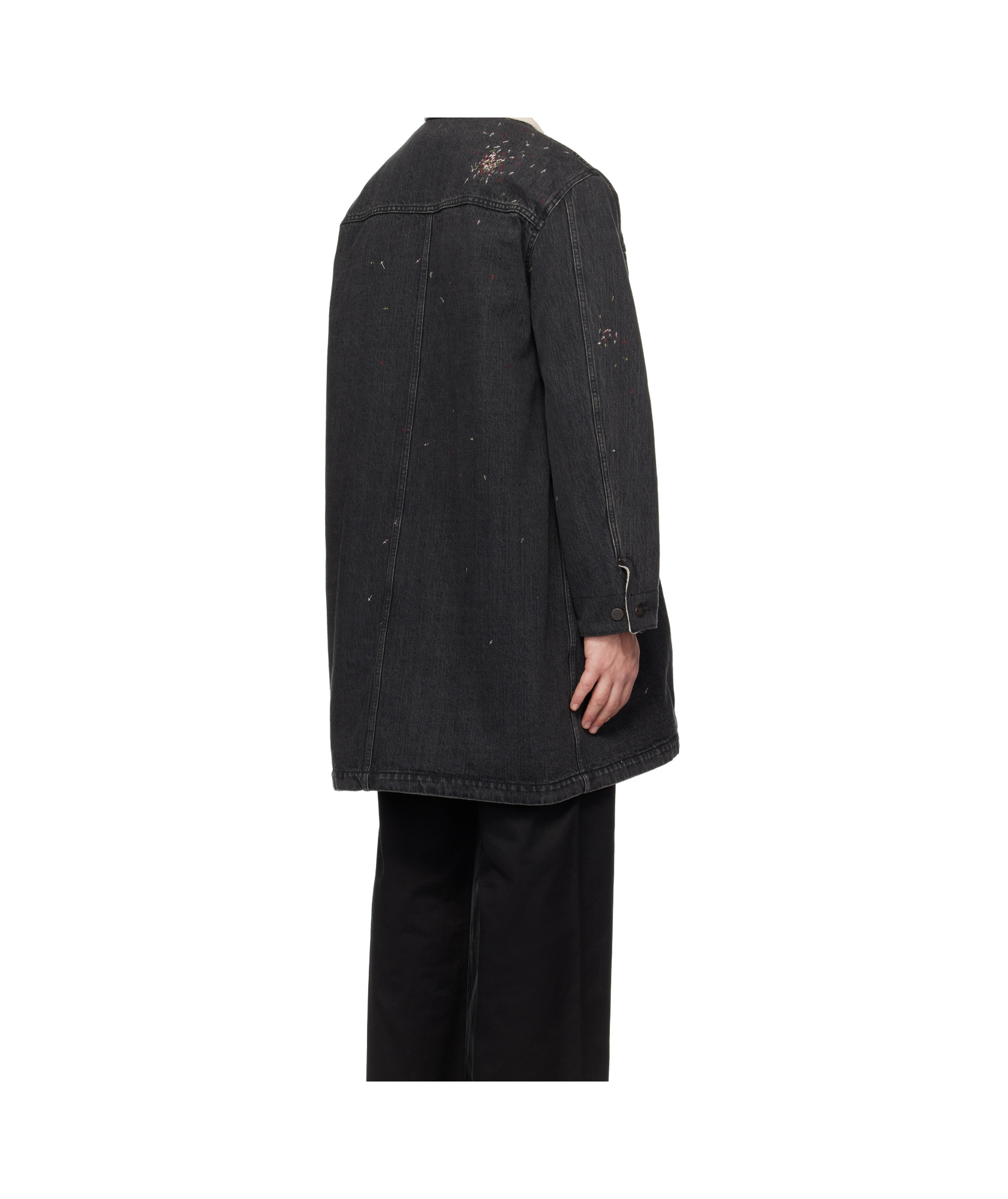 Undercover Black Sherpa Fleece-lined Denim Coat In Black