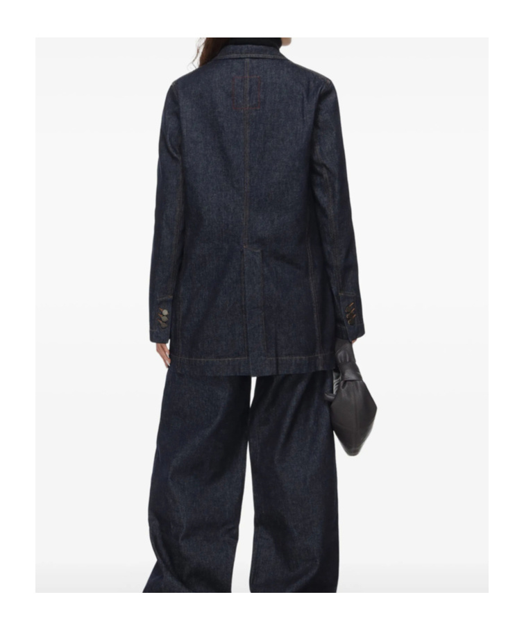 Uma Wang Button-fastening Denim Blazer In Gray