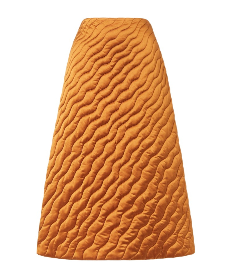 Fendi Caramel Quilted Silk Skirt In Orange