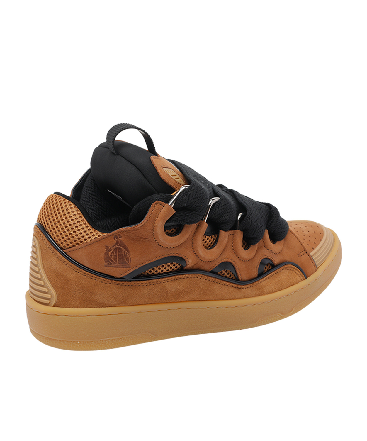 Lanvin Suede Sneakers With Rubber Sole And Pull Tab In Brown