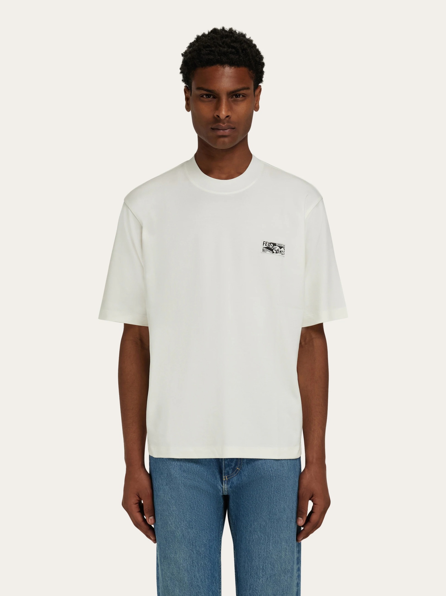 Ferragamo Logo Round-necked T-shirt In White