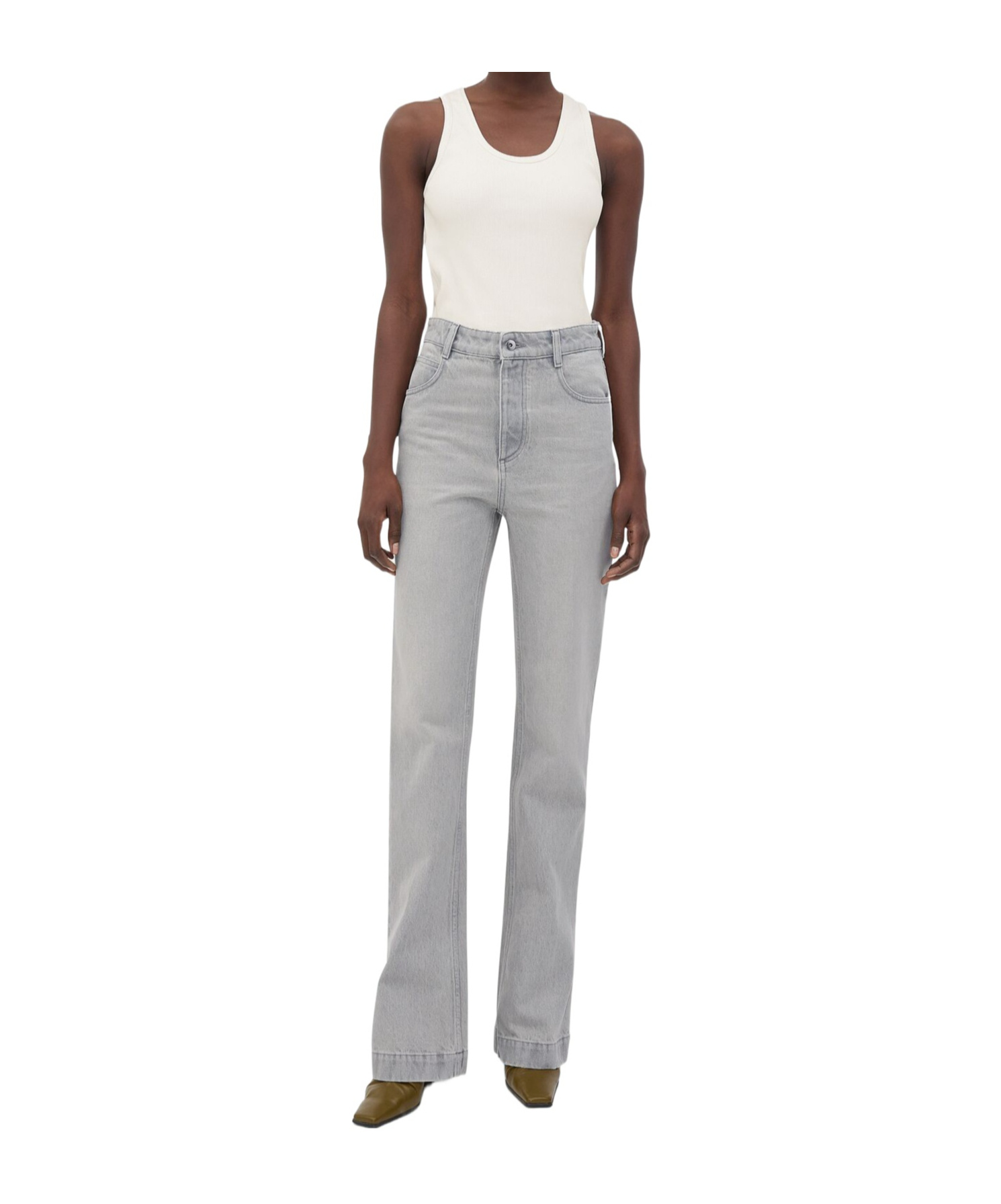 Bottega Veneta Washed Flared Jeans In Gray