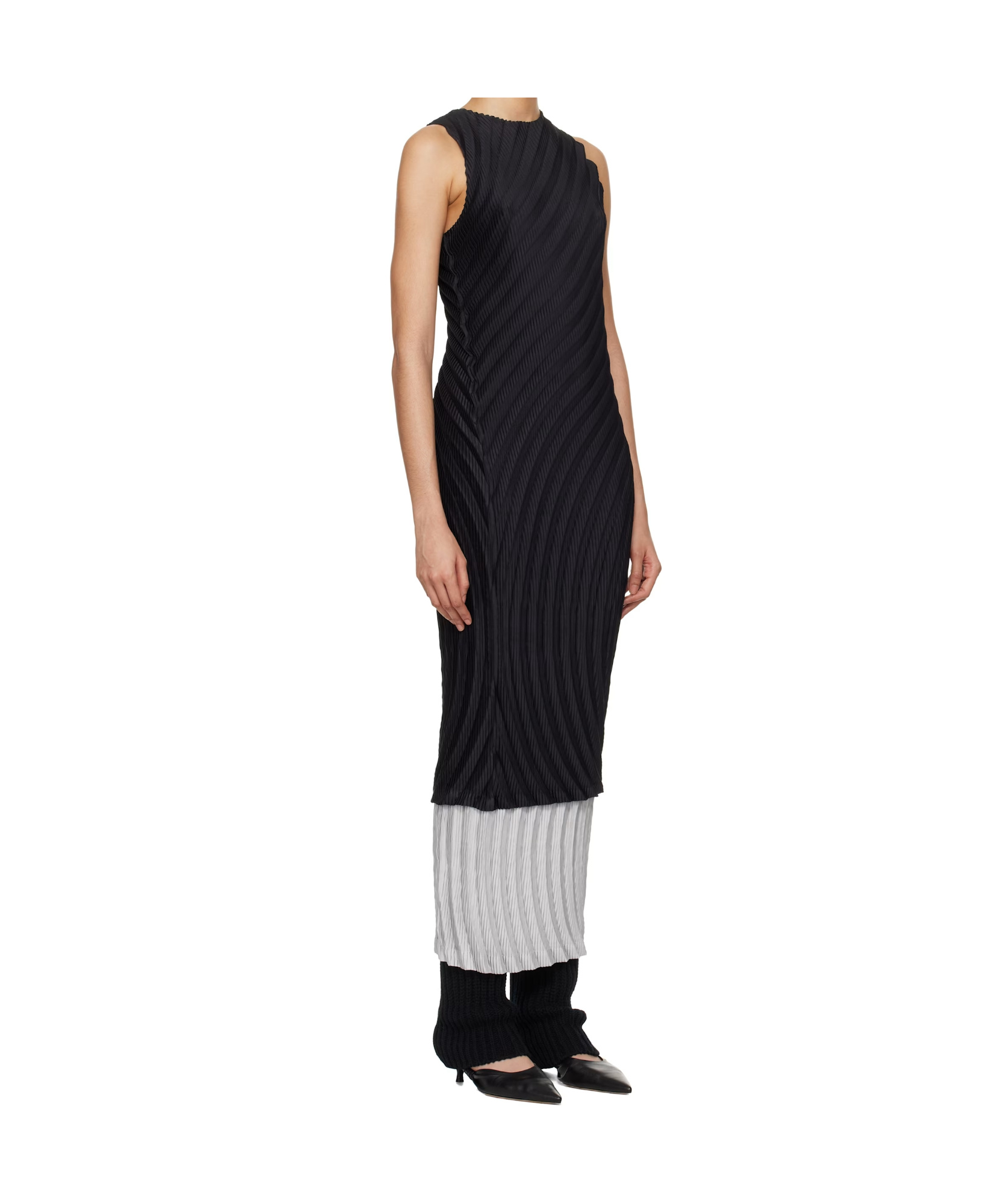 Shop Issey Miyake Sleeveless Dress In Black