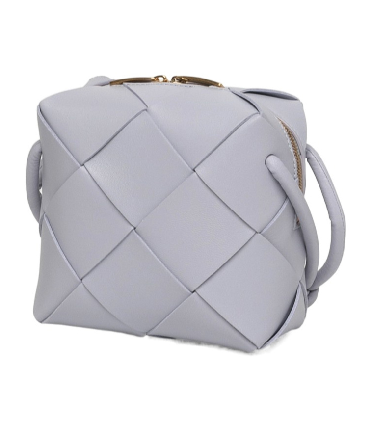 Bottega Veneta Mini Cassette Shoulder Bag In Gray