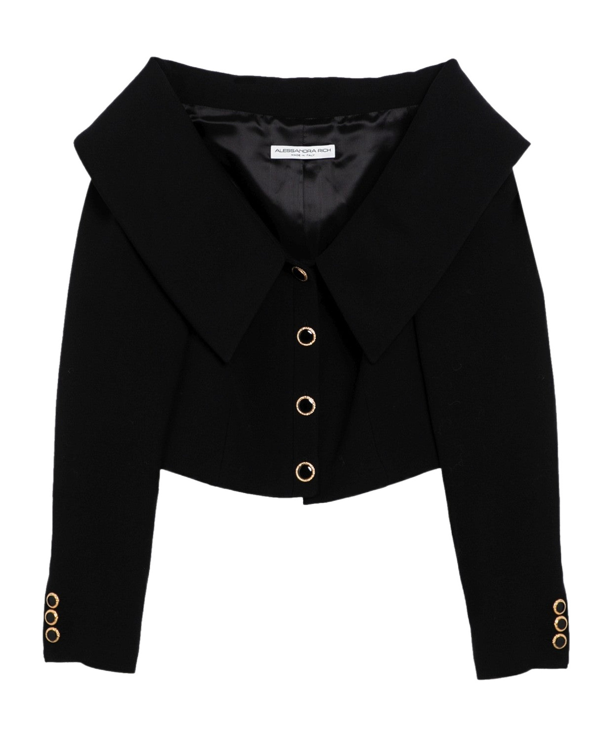 Alessandra Rich Single-breasted Off-shoulder Blazer In Black