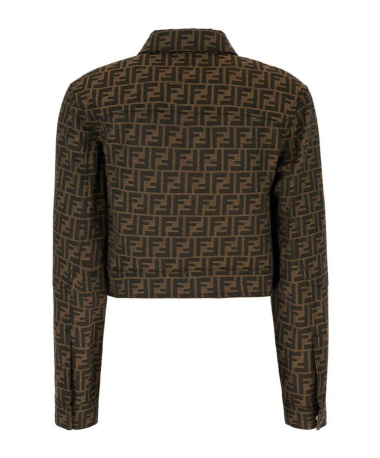 Shop Fendi Ff-motif Cropped Jacket In Black