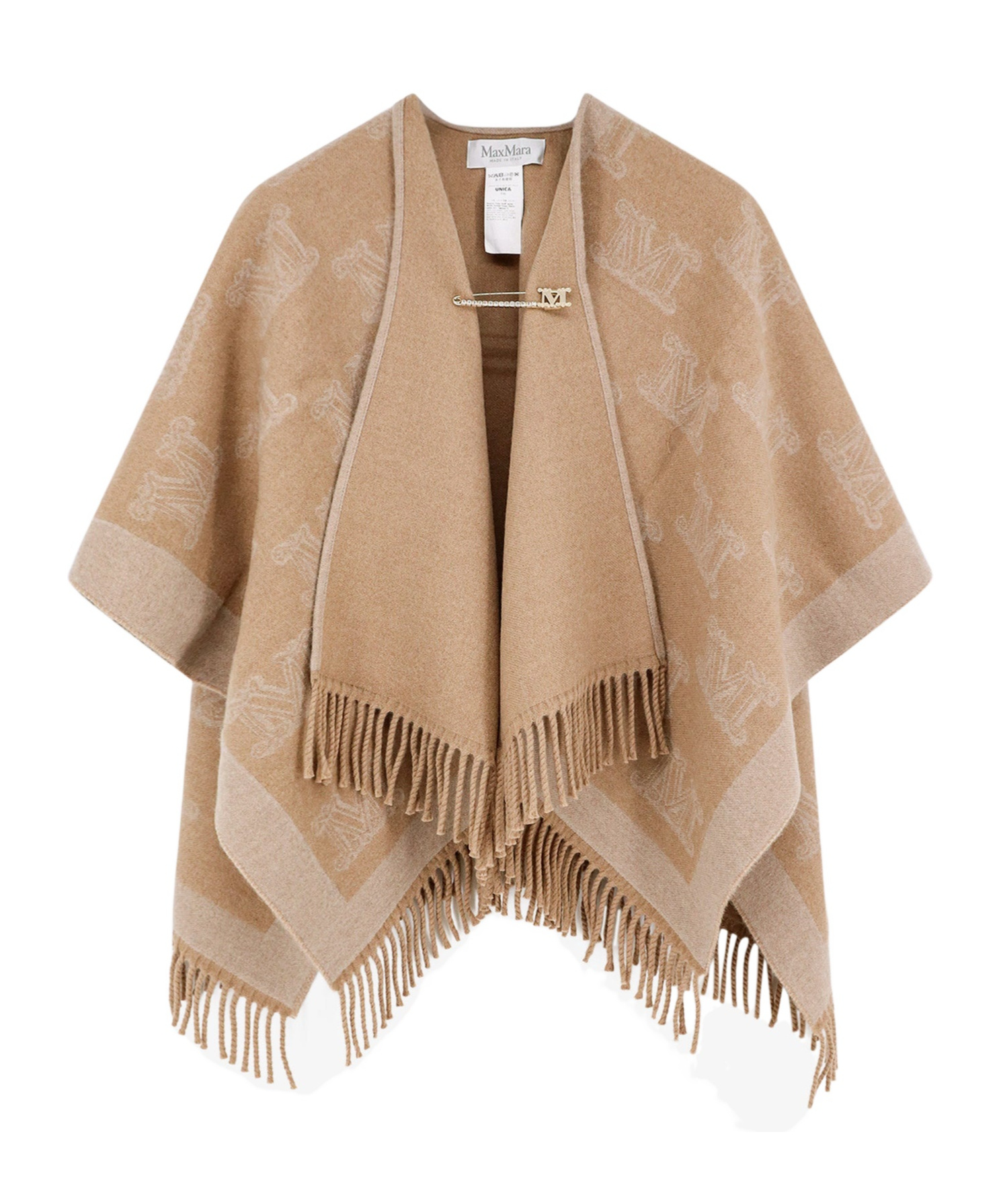 Max Mara Wool Frine Cape Coat In Nude