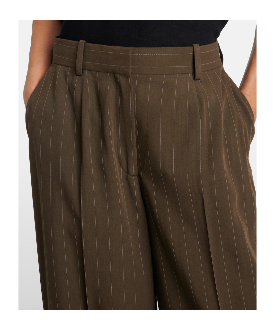 Totême Pinstripe Straight Pants In Green