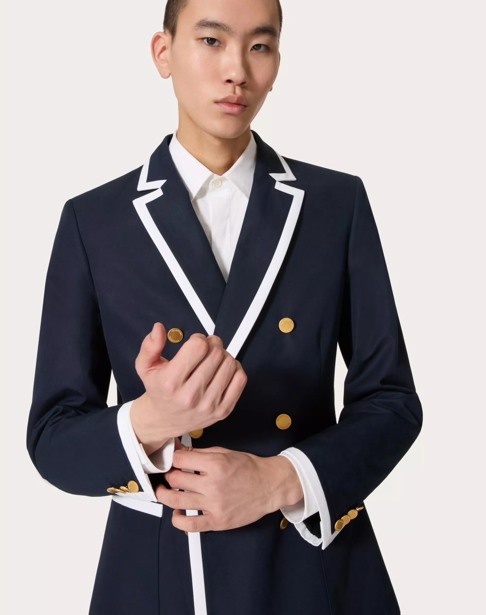 Valentino Double-breasted Blazer In Black