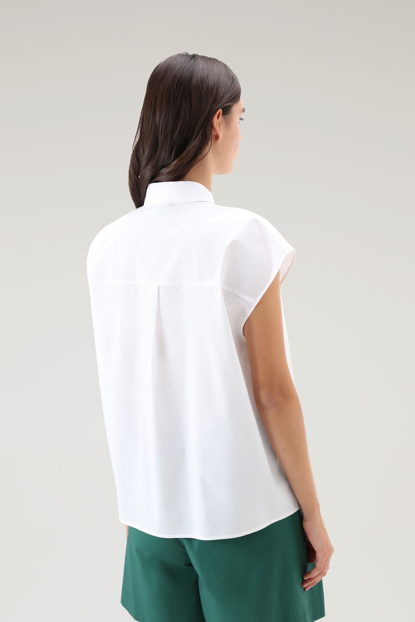 Woolrich Cap-sleeve Cotton Shirt In White