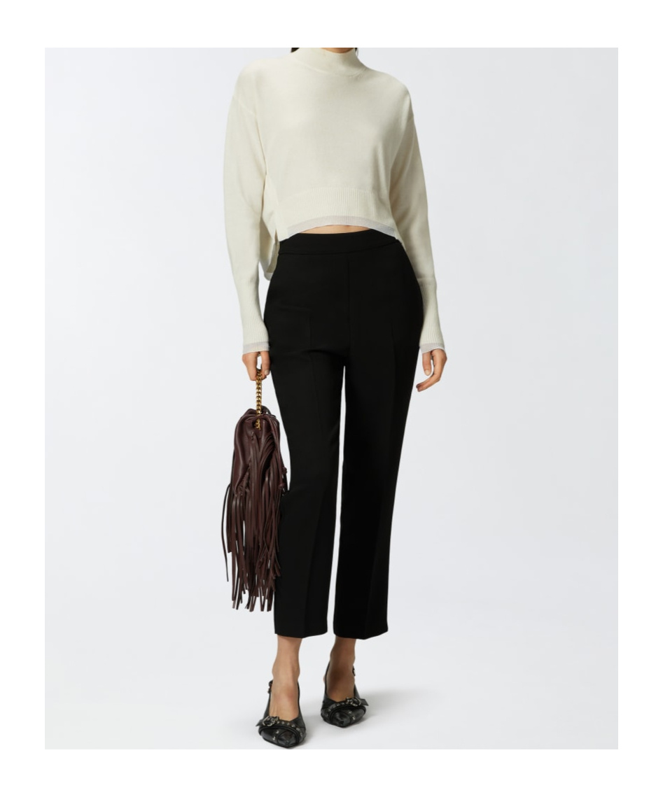 Pinko Elegant Technical Fabric Trousers In Black
