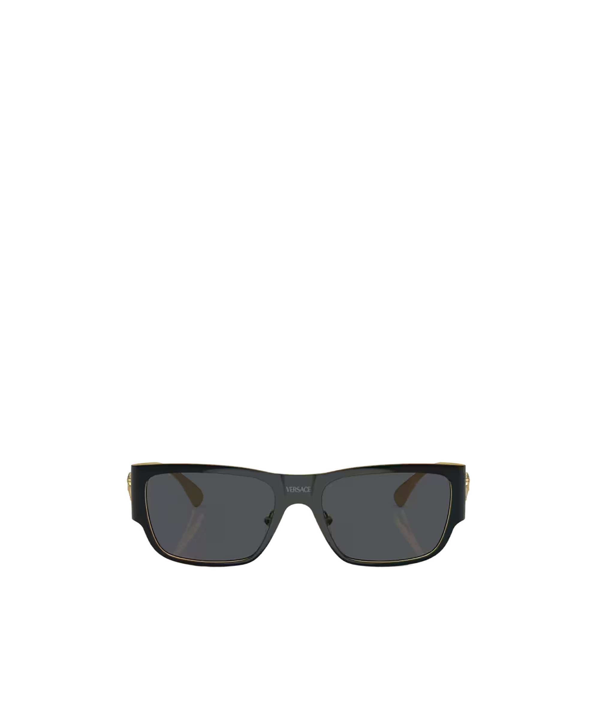Versace Logo-plaque Rectangle-frame Sunglasses In Black
