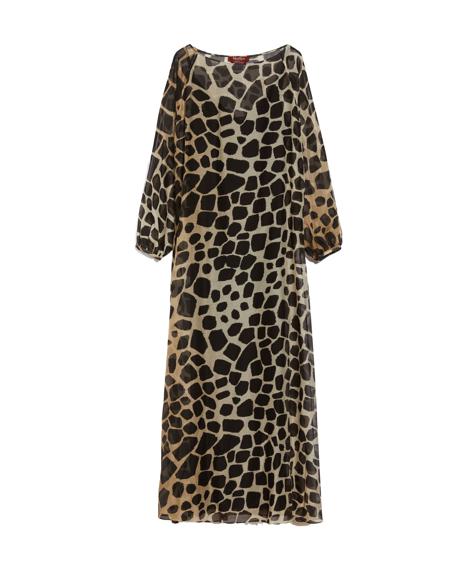 Shop Max Mara Studio All-over Patterned Long-sleeved Dress In Black