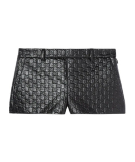 Gucci Leather Shorts With Gg Embossing In Multi