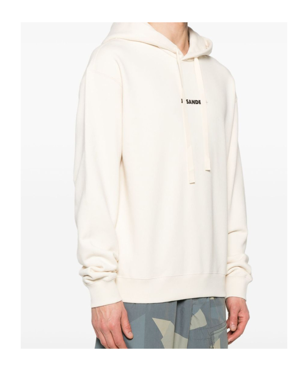Jil Sander Hooded Sweatshirt Drawstring Ribbed Cuffs Hem In White