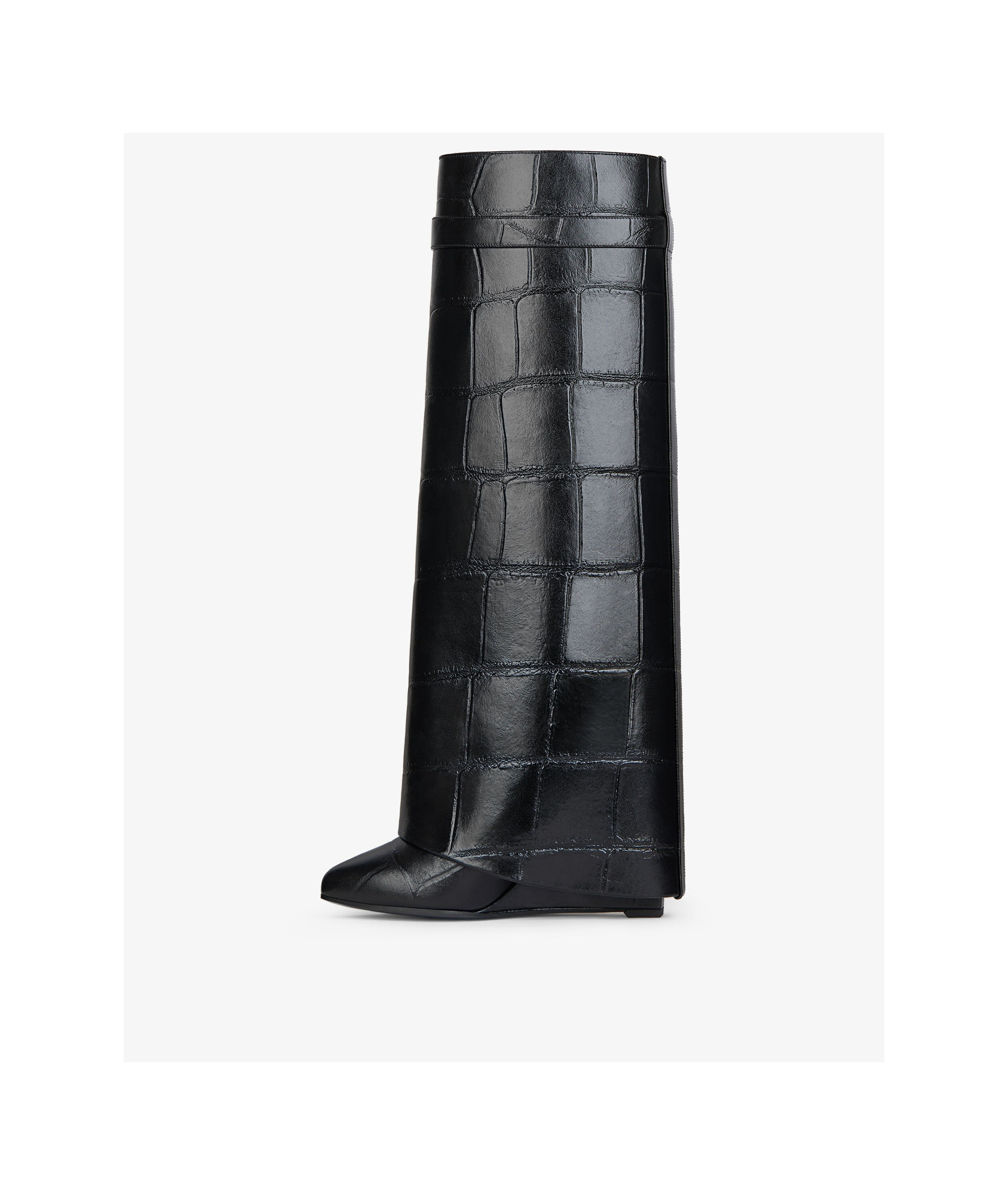 Givenchy Shark Lock Boots In Crocodile Effect Leather In Black