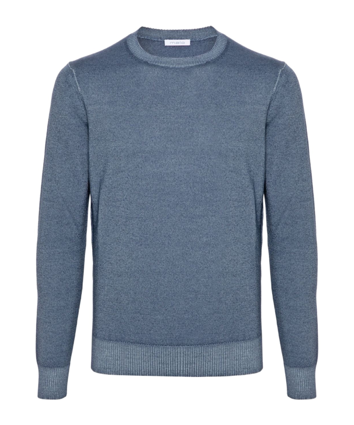 Malo Virgin Wool Crewneck Knitted Sweater In Blue
