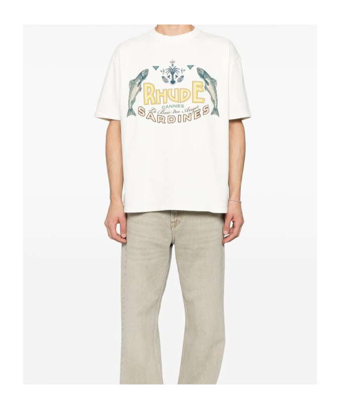 Rhude Cotton Logo Sardines T-shirt In White