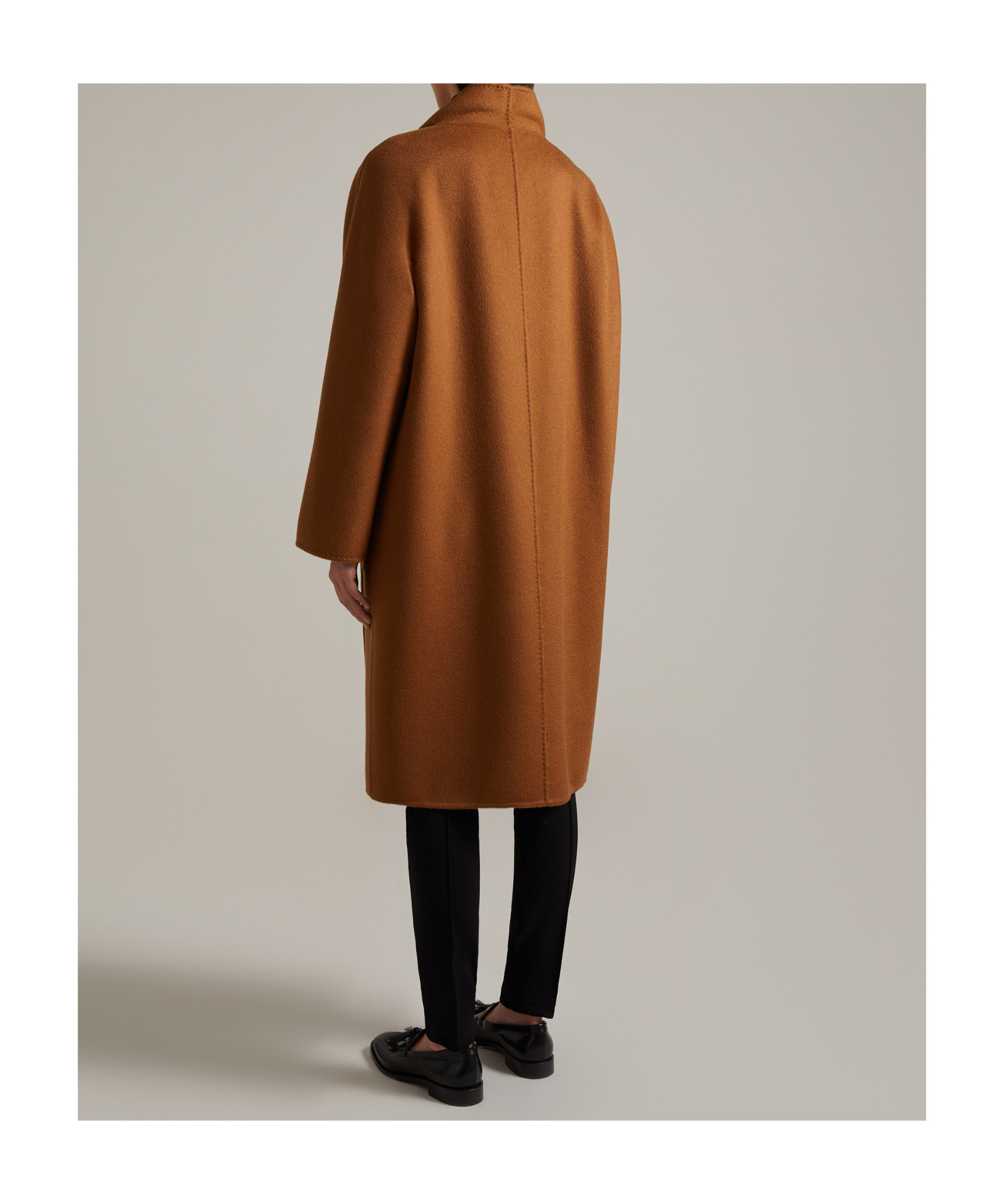 Max Mara Vertical Collar Double-sided Cashmere Coat In Brown