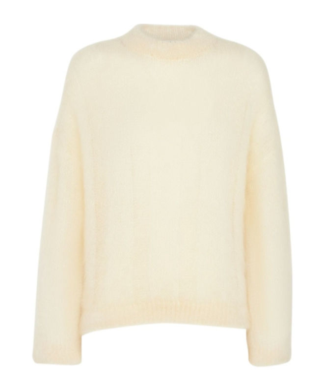 Brunello Cucinelli Mohair Blend Knit Crewneck Sweater In Neutral