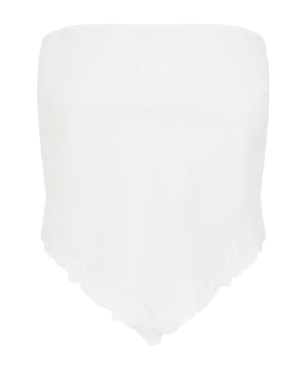 Miu Miu Embroidered Slubbed Canvasbandana Top