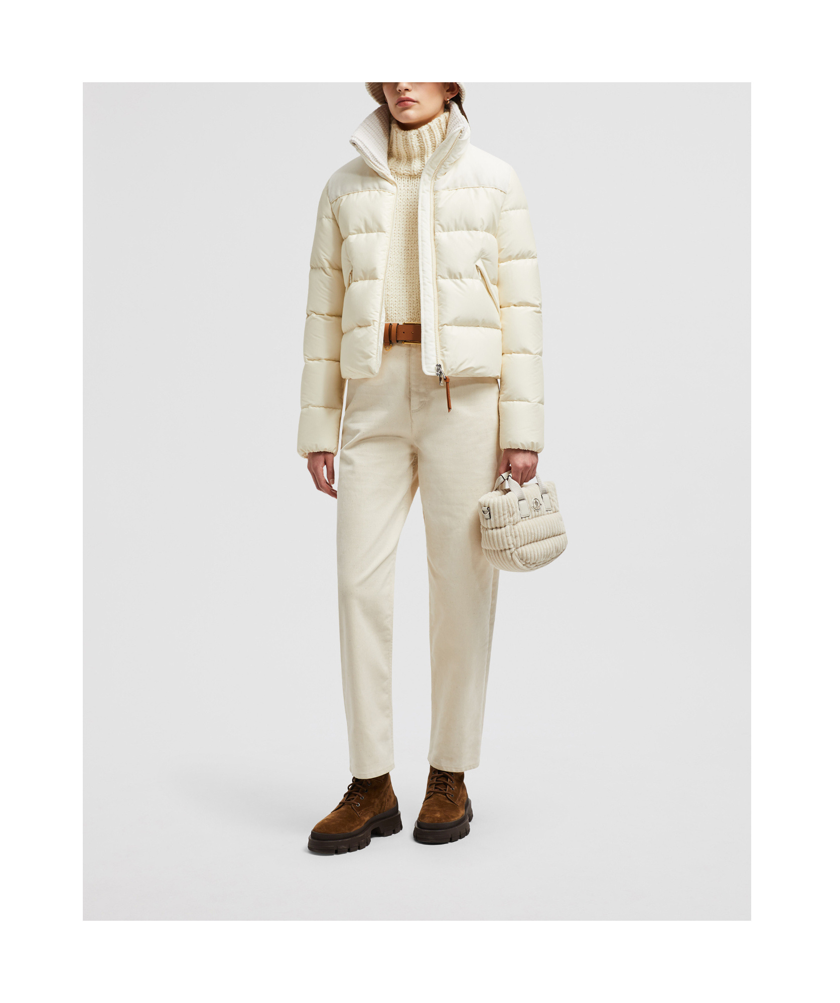 Moncler Belt-loop Three-quarter Jeans In White