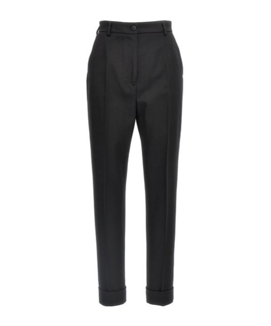 Dolce & Gabbana Turned-up Hem Tailored Trousers In Black