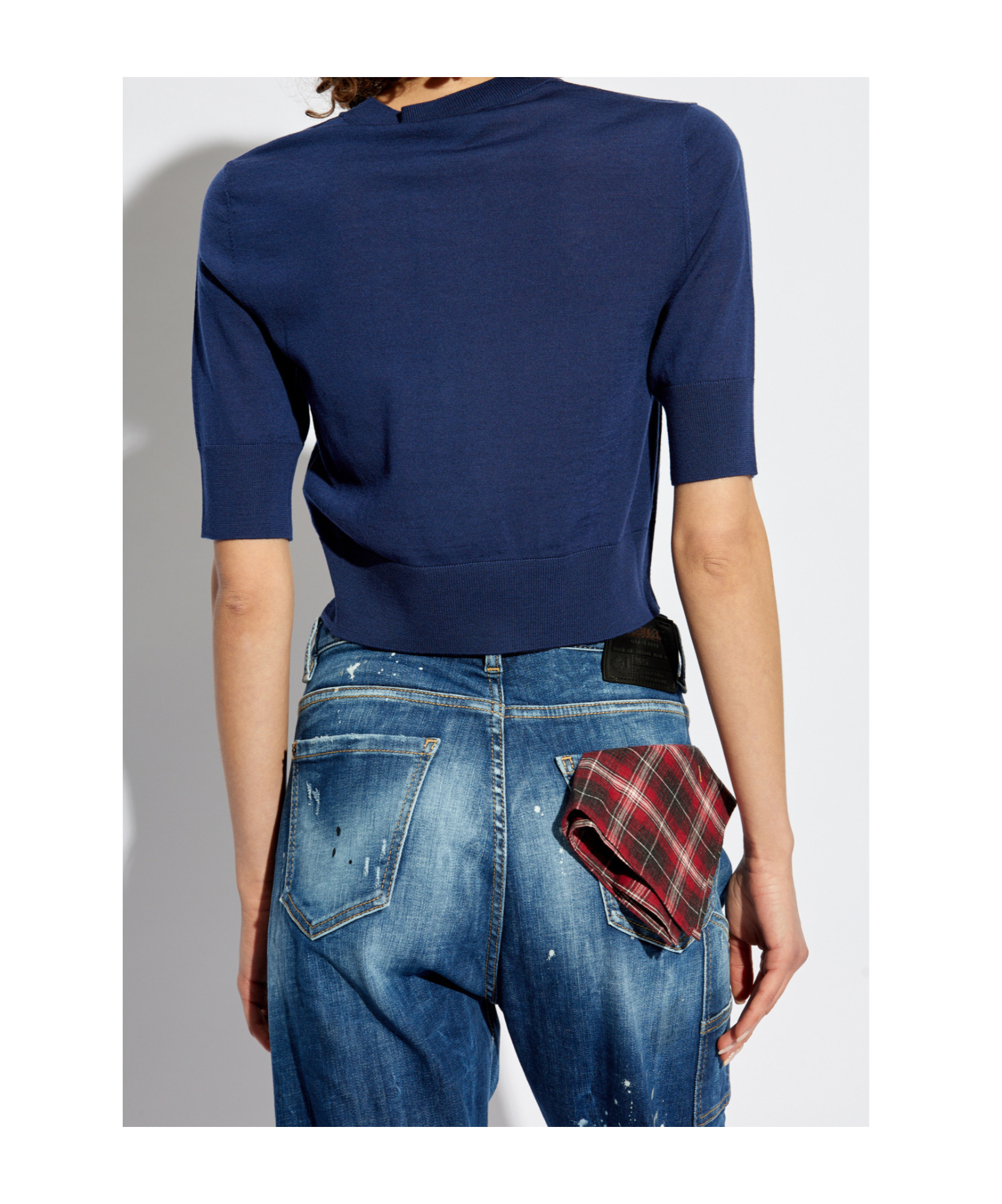 Dsquared2 Embroidery Logo Wool Top In Blue