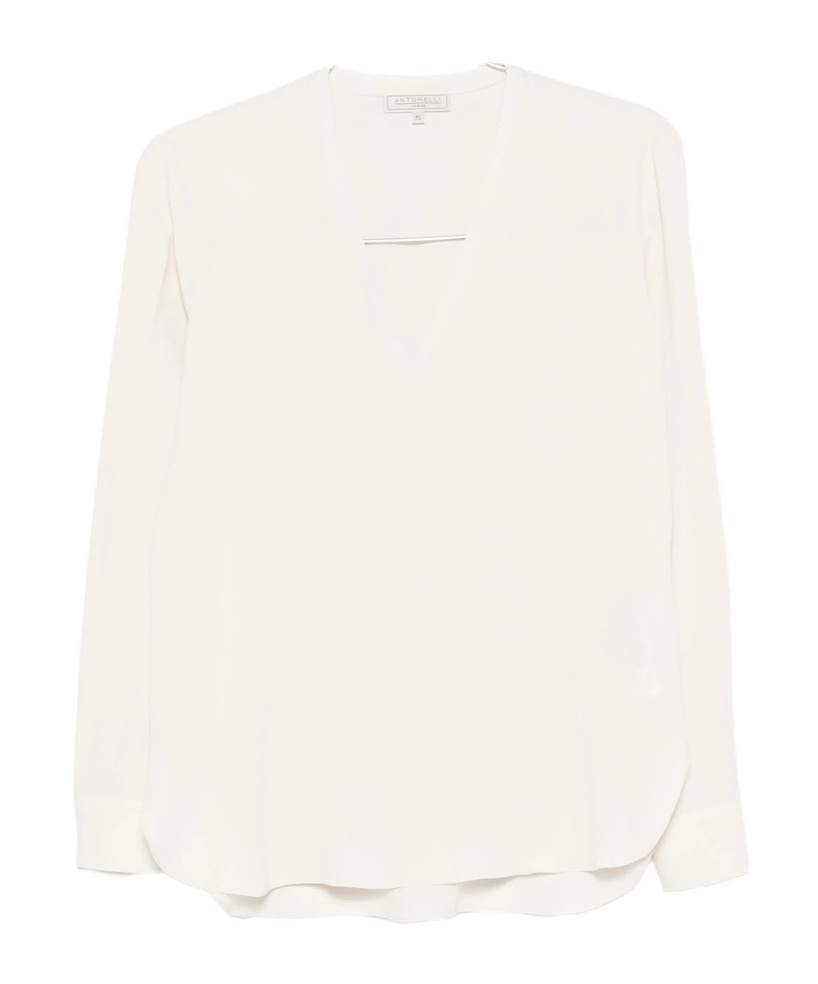 Antonelli V-neck Long-sleeve Top In White