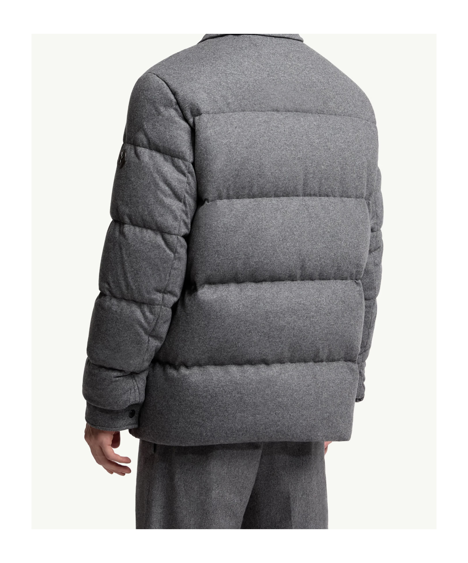 Moncler Pres Cashmere Blend Down Shirt Jacket In Gray