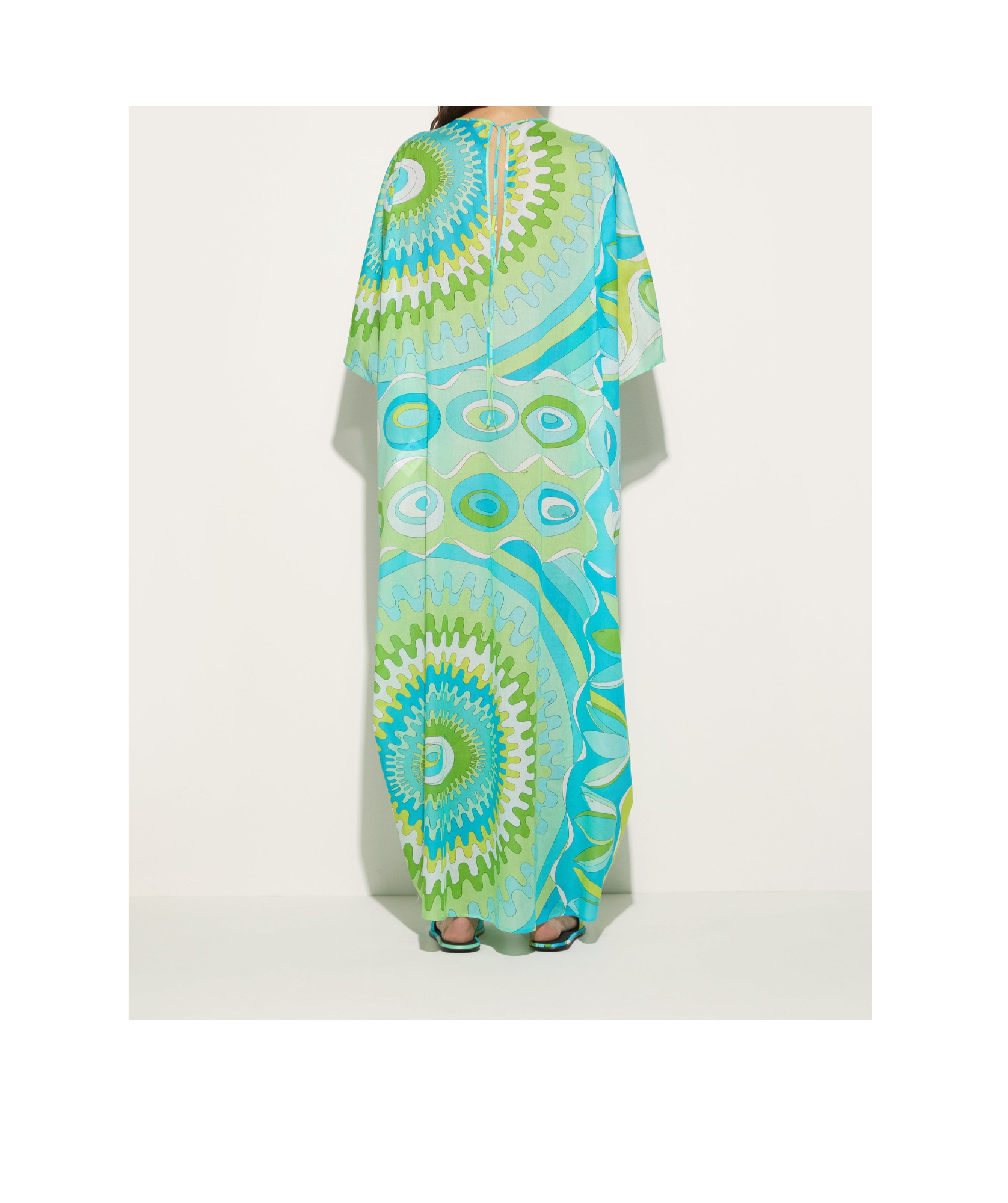 Pucci Bersaglio-print Cotton Kaftan Dress In Green