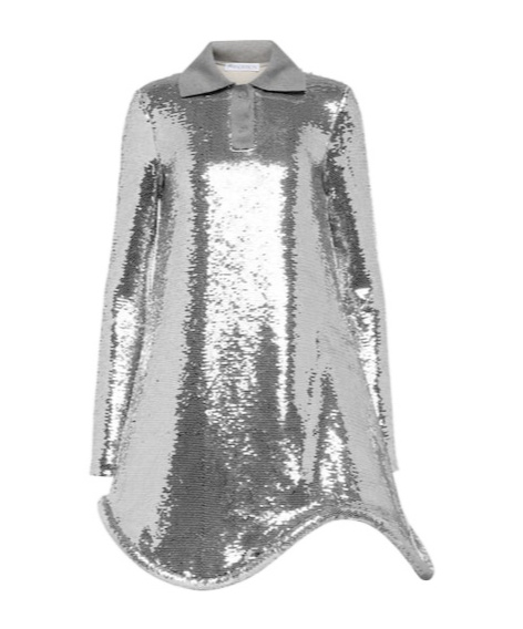 Jw Anderson Sequined Polo Minidress In Gray